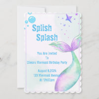 Carton d'invitation à une fête de sirène pour fill