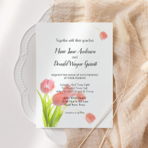 Save The Date Carton d'invitation aux tulipes roses élégantes