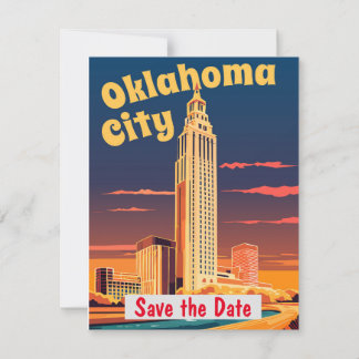 Save The Date Carton d'invitation de mariage Art Déco d'Oklahoma