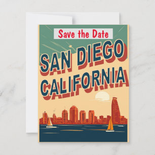 Save The Date Carton d'invitation de mariage bleu du port de San