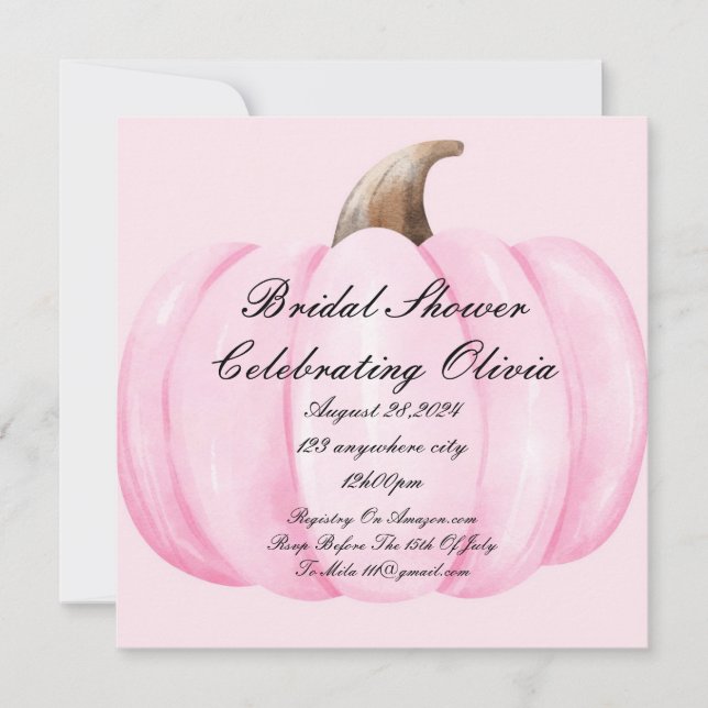 SAVE THE DATE CARTON D'INVITATION DE MARIAGE CITROUILLE ROSE AUT (Devant)