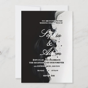 Save The Date Carton d'invitation de mariage en encre noire et b
