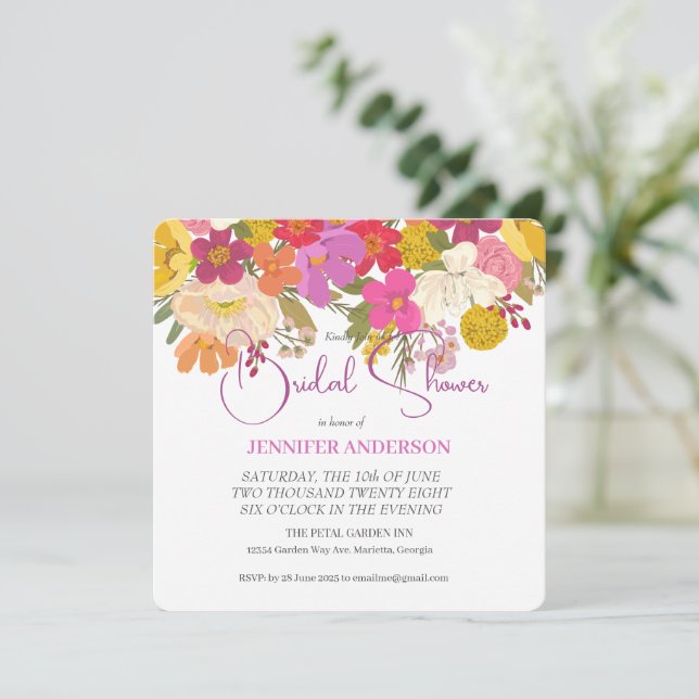 Save The Date Carton d'invitation de mariage printanier floral p (Debout devant)