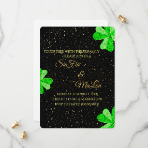 Save The Date Carton d'invitation de mariage vert émeraude et or