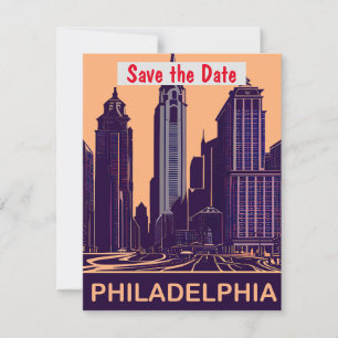 Save The Date Carton d'invitation de mariage violet de l'hôtel d