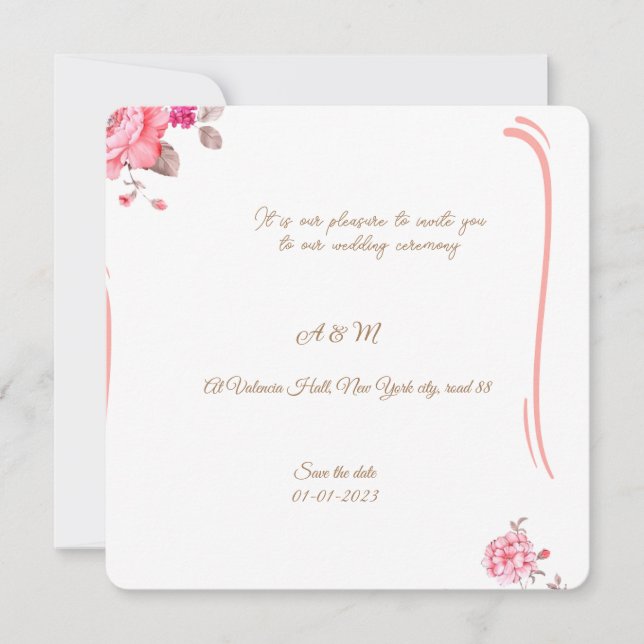 Save The Date Carton d'invitation floral rose poussiéreux romant (Devant)