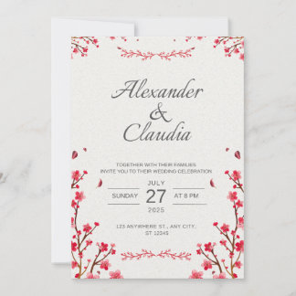 Save The Date Cartons d'invitation de mariage style fleurs japon