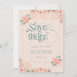 Save The Date Cartons d'invitation de mise en garde Fleurs roses