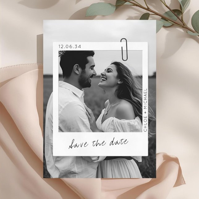 Save The Date Casual & Chic Photo Frame Wedding  (Créateur téléchargé)