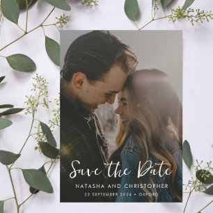 Save The Date Casual Handwritten Overlay Vertical Photo QR Code 