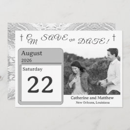 Save The Date Catholique Faux-Satin Monogrammed Enregistrer la d