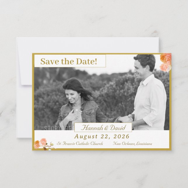 Save The Date Catholique Terracotta Rose Appartement Enregistrer (Devant)