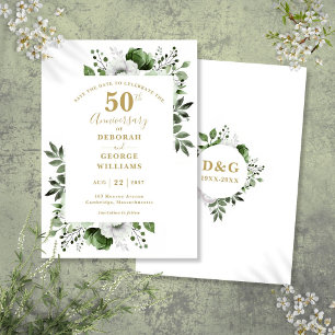 Save The Date Célébration de 50 ans de mariage Greenery Enregist