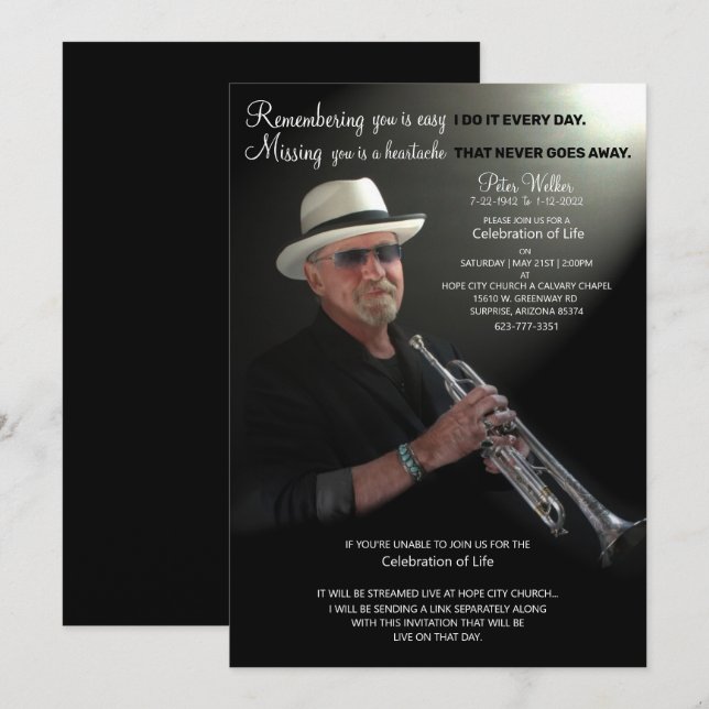 Save The Date Célébration de la vie Sauvez la date (Devant / Derrière)