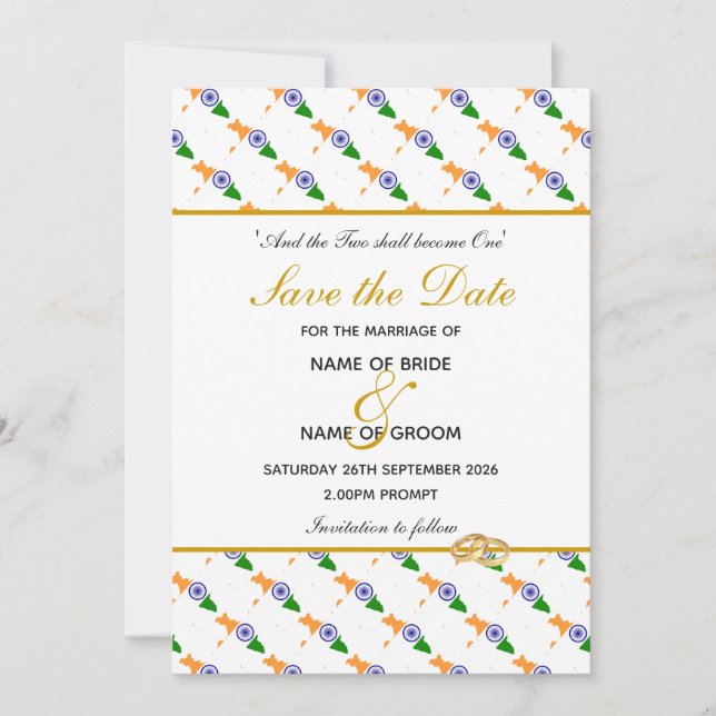 Save The Date Célébration de mariage chrétien en INDE (Devant)