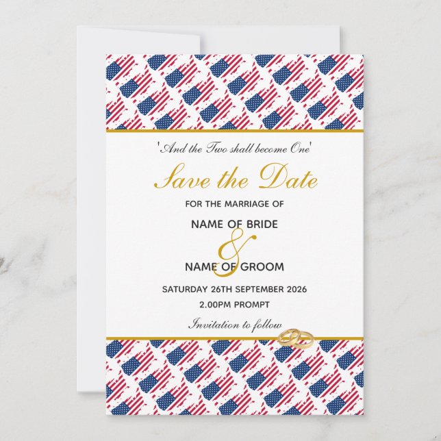 Save The Date Célébration de mariage événement spécial USA AMÉRI (Devant)