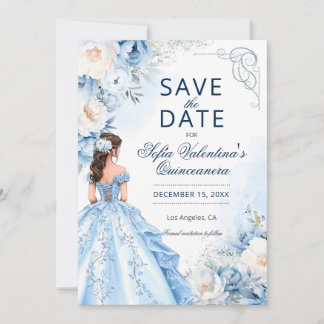 Save The Date Cendrillon Quinceañera Baby Blue Enregistrez la Da