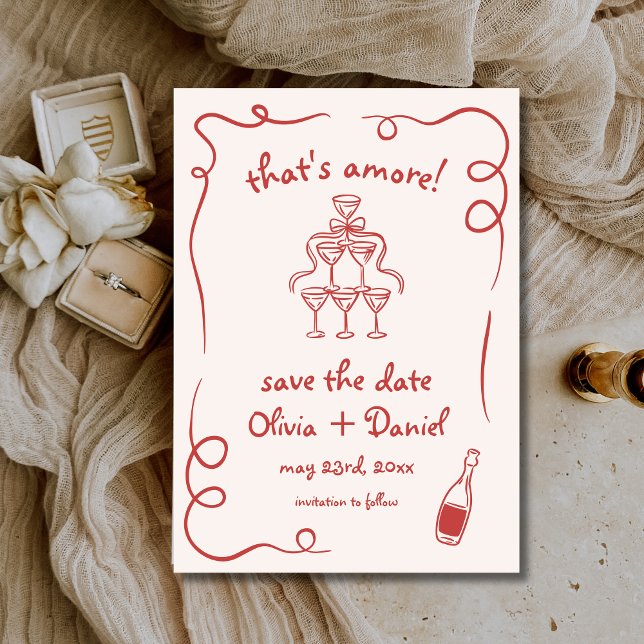Save The Date C'est Amore Whimsical Hand Drawn Mariage (Créateur téléchargé)