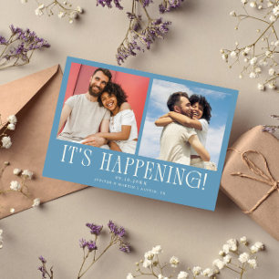 Save The Date C'est Arrivé 2-Photo Denim Bleu Mariage