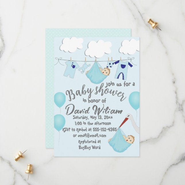 Save The Date C'est un Baby shower de linge de maison (Devant/Arrière en situation)