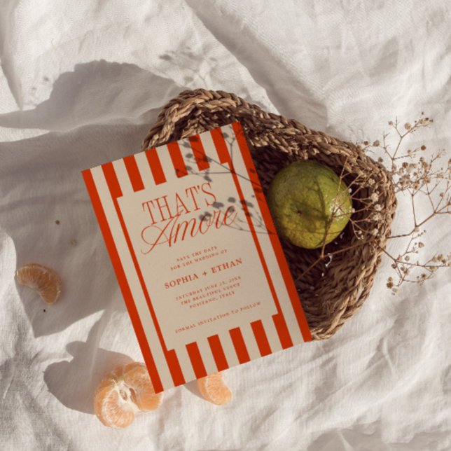 Save The Date C'est un Mariage Amore Red Stripes (Créateur téléchargé)