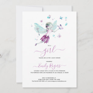 Save The Date C'est une fée de fille mignonne avec des papillons