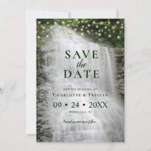 Save The Date Chaîne de cascade éclaire le Mariage de forêt rust