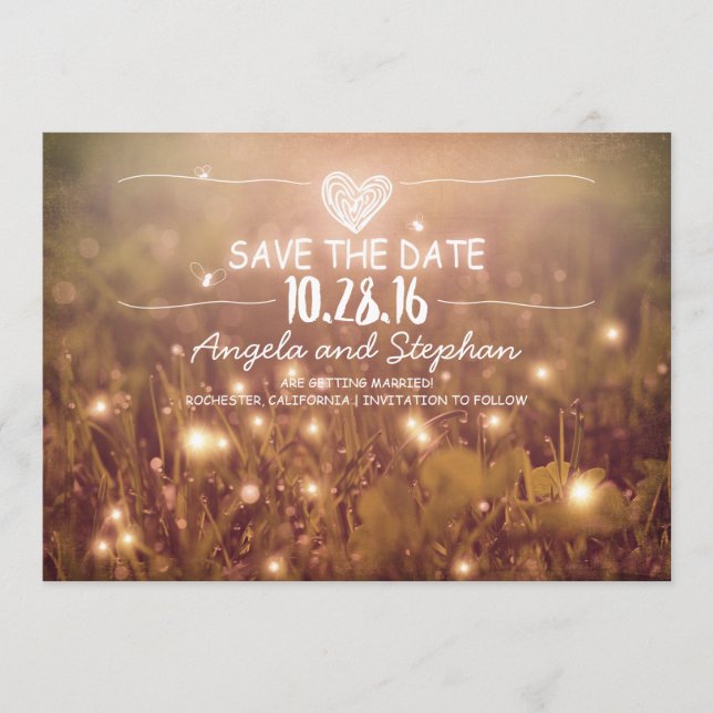 Save The Date chaîne de lumières rougir rustique enregistrer les (Devant)