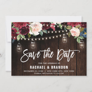 Save The Date Chaîne florale de la marine de Bourgogne bocal