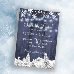 Save The Date Chaîne lumières bois fûts de neige enregistrer dat