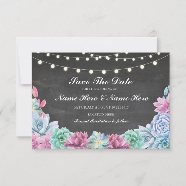Save the Date Chalk Rustikale Lichtkarte (Vorderseite)
