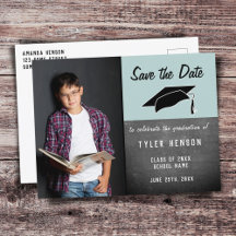 Save the Date Chalkboard Boy's Foto Abschluss