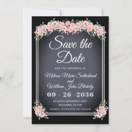 Save The Date Chalkboard Floral Mariage noir