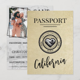 Save The Date Champagne California Passeport Enregistrer La Date