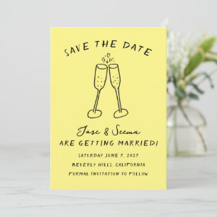 Save The Date Champagne Cheers Main Drate Cute Custom