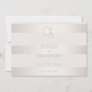 Save The Date   Champagner Shimmer Stripe Monogram