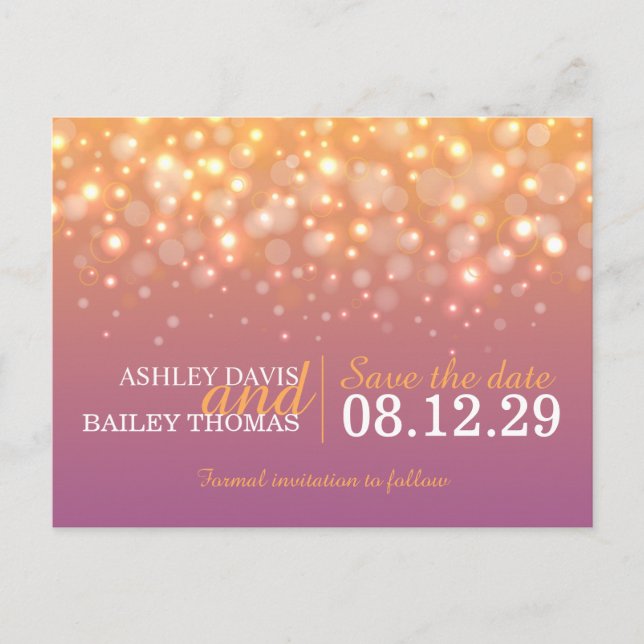 Save the Date Champagnerbläschen Hochzeitskarte Ankündigungspostkarte (Vorderseite)