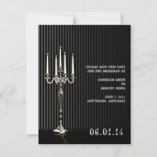 Save The Date Chandelabra gothique en argent noir Enregistrer la