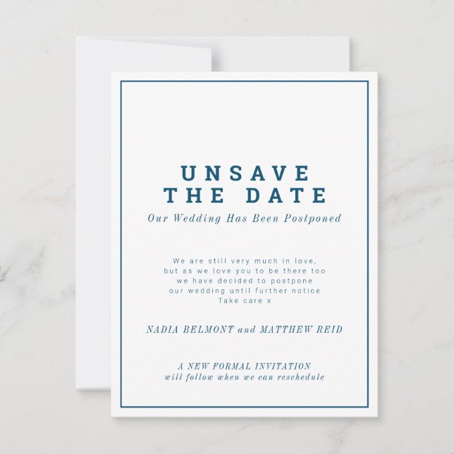 Save The Date Changement de date de mariage reporté (Devant)