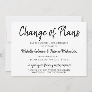 Save The Date Changement de plan simple Noir et blanc