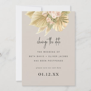 Save The Date Changement reporter la date Boho Pampas Palm Flora