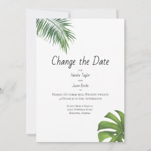 Save The Date Changer la date Aquarelle de feuille tropicale
