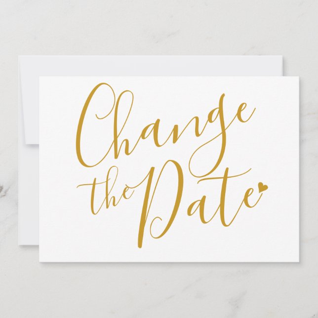 Save The Date Changer la date Fête de mariage chic écriture or d (Devant)