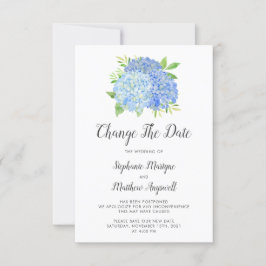 Save The Date Changer la date Fleurs de mariage Hortensia Bleu