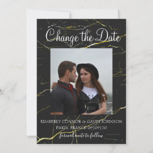 Save The Date Changer la date Marbre noir et or