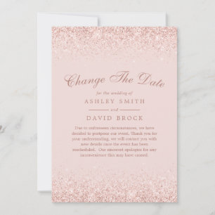 Save The Date Changer la date Rose Gold Confetti Rose Pâle