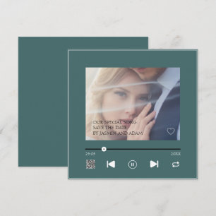 Save The Date Chanson de mariage élégante verte émeraude QR