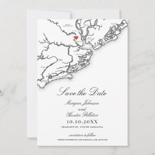 Save The Date Charleston SC Elegant Mariage noir et blanc