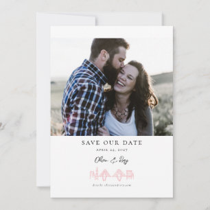 Save The Date Charleston Toile Skyline en rose Enregistrer la da