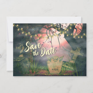 Save The Date Charmant cimetière avec lumière Mariage Halloween